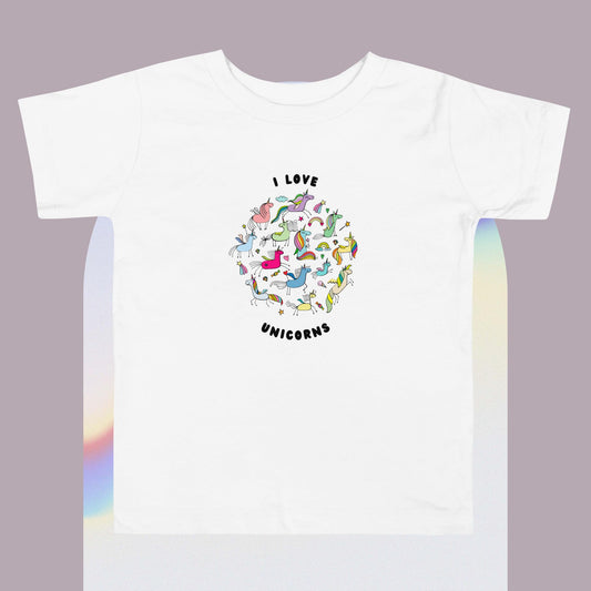 I Love UnicornsT oddler Short Sleeve Tee